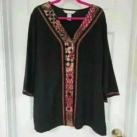 Napa Valley Tops - Napa Valley Tunic Black Blouse,XL